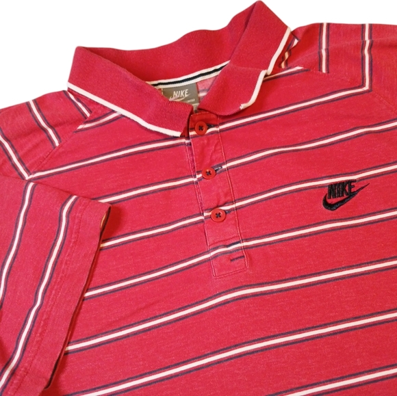 Nike Sportswear Fit‎ Dry 2009 Red Striped Polo Shirt Size XLarge - Picture 1 of 9